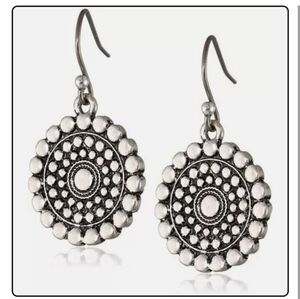 Lucky Brand Bali Blue Moon Silver Tone Tribal 3/4" Drop Earrings